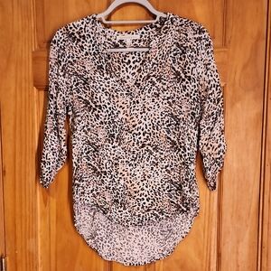 3/$20 Daniel Rainn Animal Print Blouse - Black and Tan